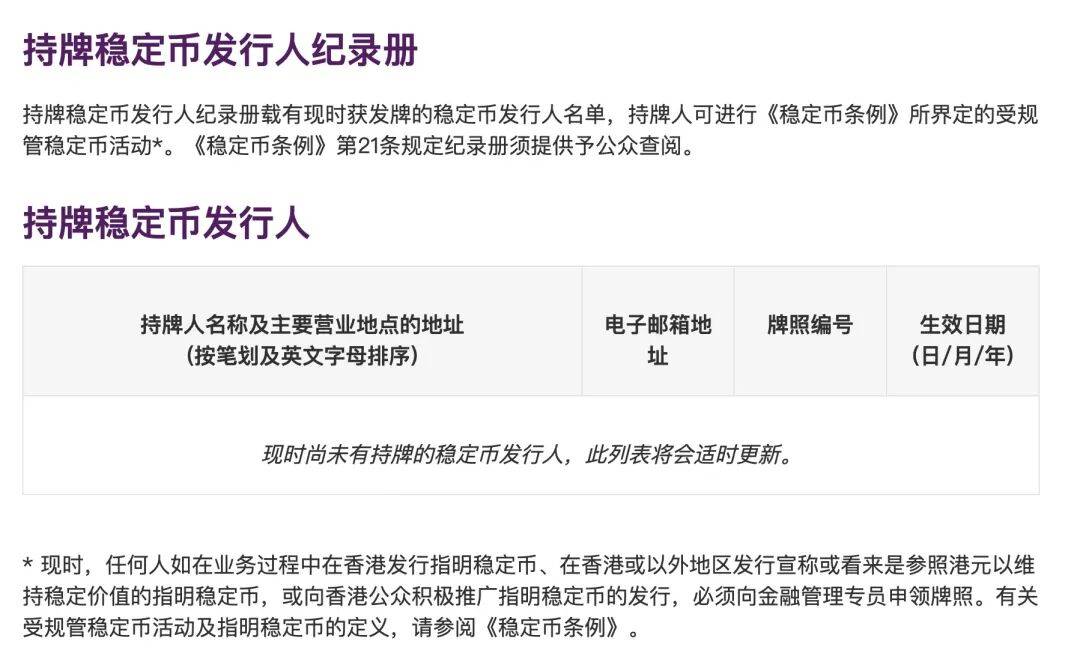 香港金管局：当前没有离岸人民币稳定币在香港发行
